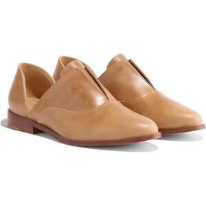 Nisolo Emma Leather D'Orsay Pointed Toe Oxford Flat Shoes Almond Womens Size 7.5
